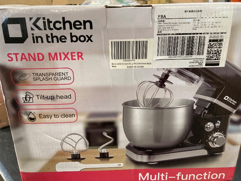 Photo 1 of Kitchen in the box Stand Mixer,3.2Qt Small Electric Food Mixer,6 Speeds Portable Lightweight Kitchen Mixer for Daily Use with Egg Whisk,Dough Hook,Flat Beater (Black)