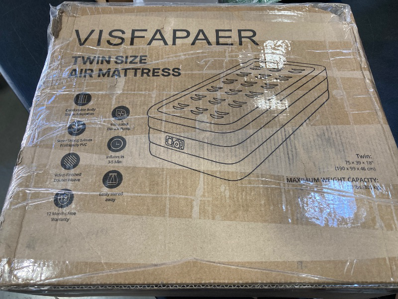 Photo 1 of Twin Air Mattress with Built in Pump Raised, 18'' High Inflatable Mattress Electric Blow Up Mattress Fast Blow Up Bed Tall Comfortable Airbed for Camping, Home Guests, Travel w/ Storage Bag 550Lbs Max
