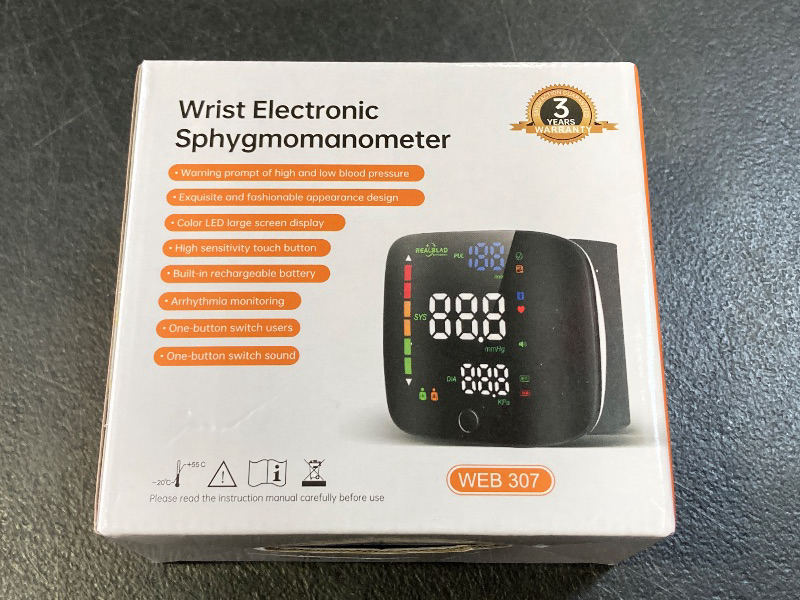 Photo 1 of Wrist Blood Pressure Monitor, Rechargeable Blood Pressure Cuff with Large LED Screen - 2 * 99 Sets of Memory, One-Button Turn On/Off Voice & Switch User