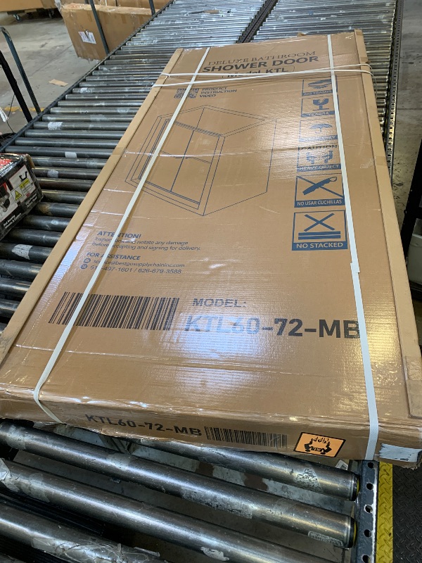 Photo 1 of INCOMPLETE**ONLY 1 GLASS PANEL** GETPRO Shower Door Double Sliding 57-60 in. W x 72 in. H Semi-Frameless Bypasss Bathroom Glass Shower Sliding Doors,1/4 inch Clear Tempered Glass Door for Walk-in Shower Matte Black