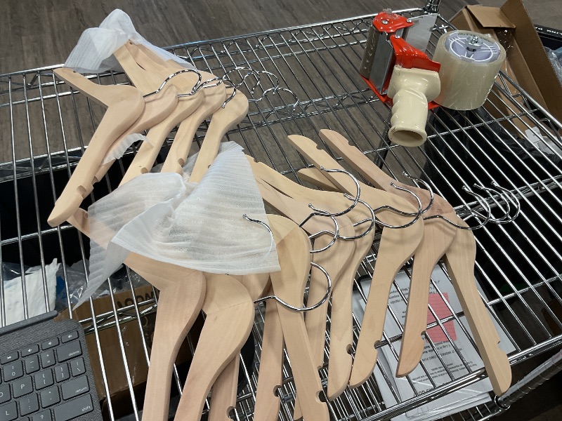 Photo 1 of Nature Smile 20 Pack Unfinished/Natural Kids Baby Children Toddler Wooden Shirt Dress Coat Hangers with No Painting - 360°Stronger Anti-Rust Chrome Swivel Hook - Extra Smoothly Cut Notches