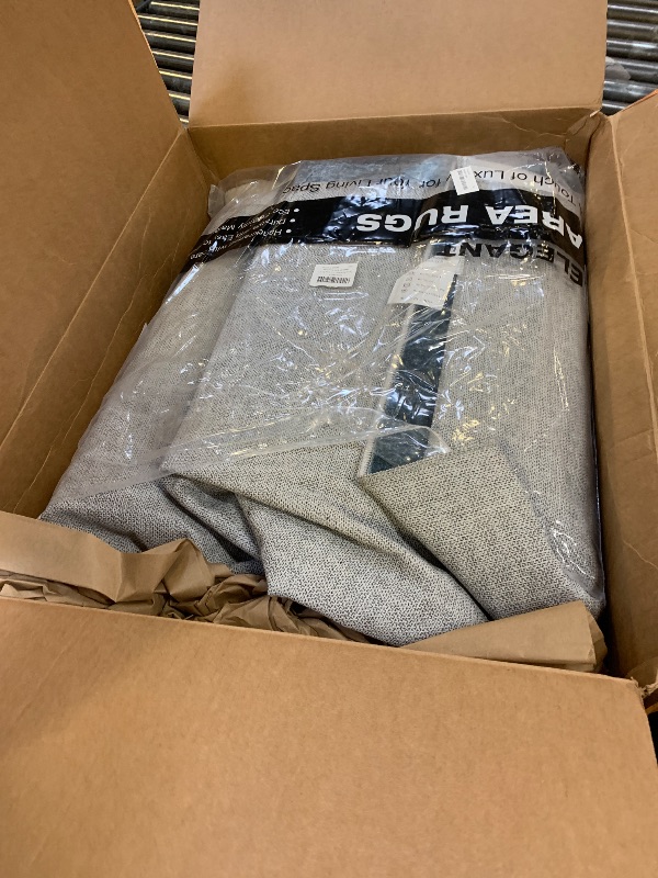 Photo 1 of Puino Washable Modern Area Rug: Large 8x10 Geometric Area Rugs for Living Room & Bedroom with Non-Slip Backing Modern Geometric Carpet for Living Room Blue Grey 8'x10'.