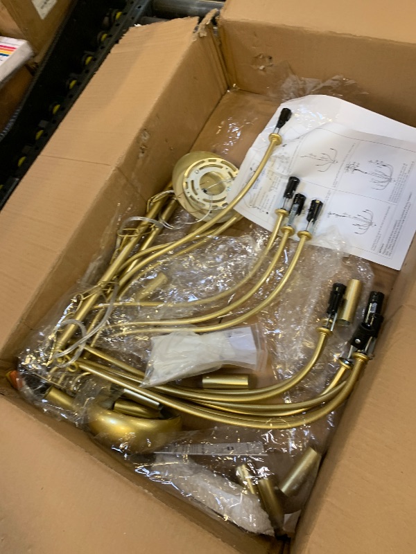 Photo 1 of YLCHYTDZSW Modern Gold Chandelier for Dining Room,12-Light Gold Chandeliers,34 Inch Large Industrial Hanging Light Fixture for High Ceilings for Living Room, Kitchen, Entryway,Foyer