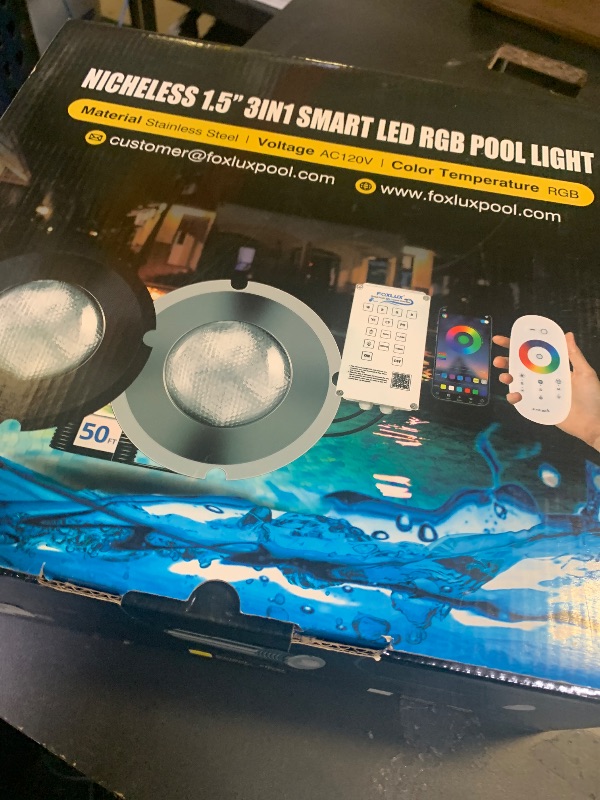 Photo 1 of Zenhagu 1.5 Inch LED RGBW Multicolor Inground Pool Light and Spa Light, IP68 Waterproof, AC 120V, 50ft Cable with Controller, APP & Remote Control