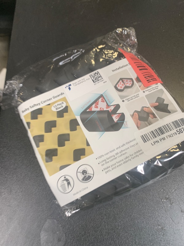 Photo 1 of 12 Pack Soft Corner Protector Baby Proofing Edge and Corner Guards, Safety Pre-Taped Rubber Foam Furniture Bumper for Fireplace, Table, Stair, Cabinet (Black)