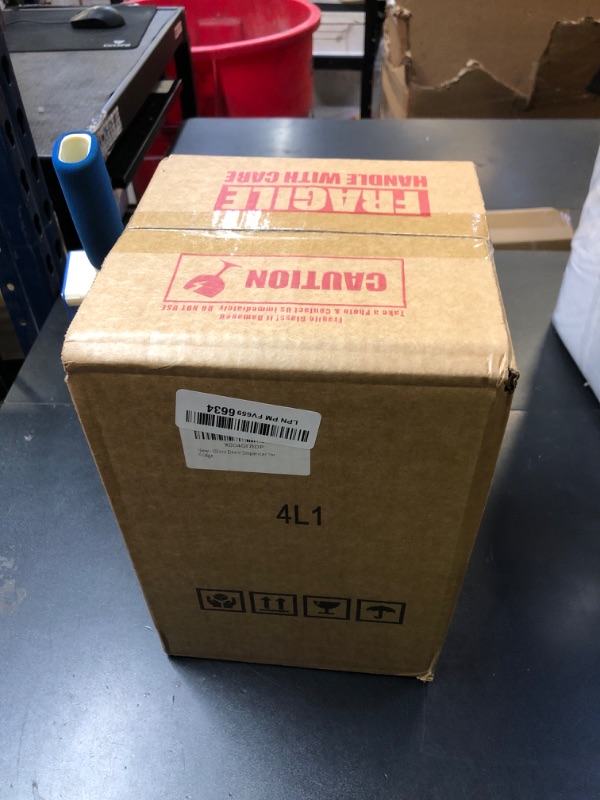 Photo 1 of 1 Gallon Glass Beverage Dispenser with Lid, Stainless Steel Spigot, Glass Drink Dispensers for Parties, Lemonade Dispenser With Ice Cylinder for Weddings, Party,Sun Tea Jar, Water Juice Dispensers