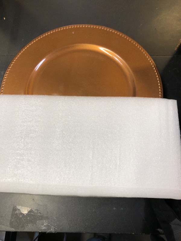 Photo 1 of  Pcs Brown Charger Plates Bulk, 13" Round Beaded Plate Chargers for Dinner Plates, Decorative Dinner Chargers Plastic Table Chargers for Wedding Holiday Party Baby Shower Event Decoration (Brown)