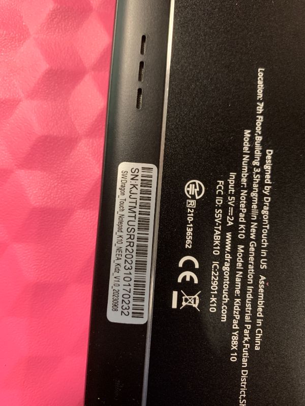 Photo 1 of *NOT FUNCTIONING** Kids Tablet 10 inch IPS HD Display Android Tablets with 32GB Storage, 2GB RAM, Quad Core Processor, KIDOZ Pre-Installed, Kid-Proof Case, Shoulder Strap and Stylus, WiFi Only – Pink