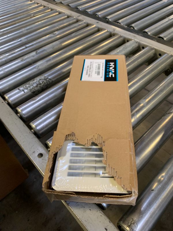 Photo 1 of 4" X 14" Floor Register with Louvered Design - Fixed Blades Return Supply Air Grill - with Damper & Lever - White