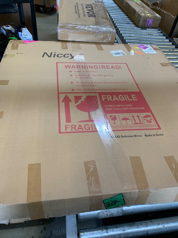 Photo 1 of Niccy 44" LED Bathroom Mirror with Lights, Half Moon Led Mirrors, Irregular Backlit Mirrors for Entryway, Anti-Fog, Dimmable, Makeup Mirror, Explosion Proof, Round Lighted Vanity Mirrors, White Light