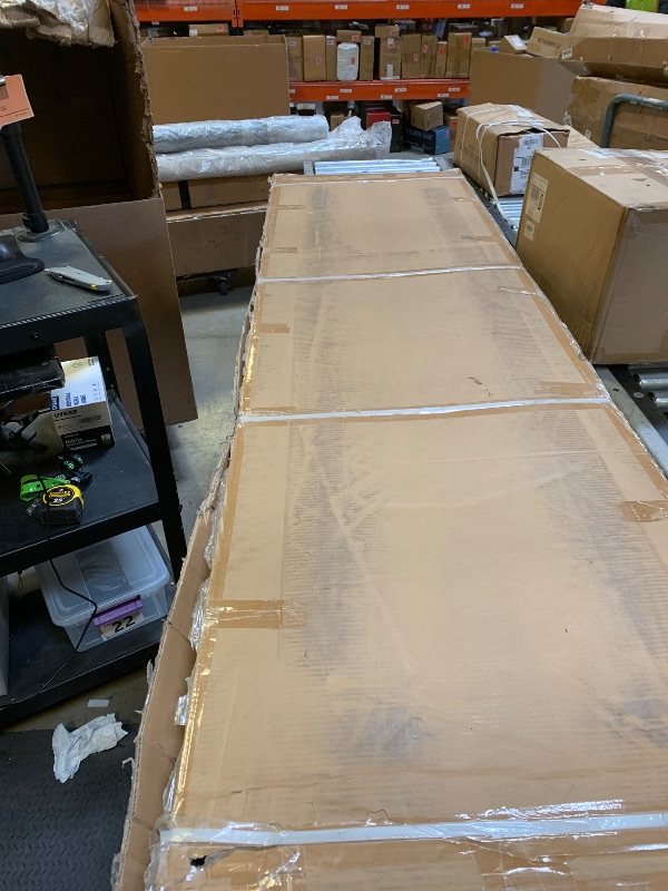 Photo 1 of SMARTSTANDARD 80in x 84in Bifold Barn Door, Frosted Glass Barn Door with Hardware Kit Included, Pre-Drilled Holes Easy Assembly -Solid Barn Doors Slab Covered with Water-Proof PVC Surface, White