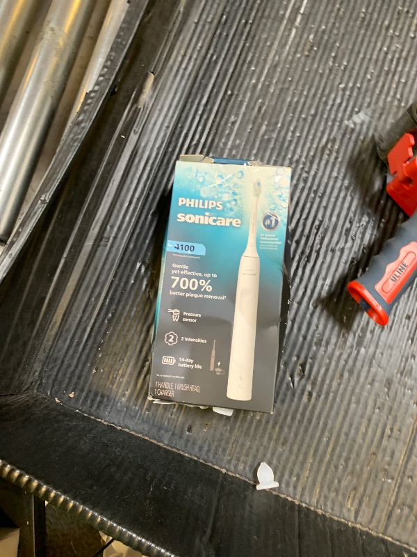 Photo 1 of Philips Sonicare 4100 Series Electric Toothbrush - Sonic Toothbrush with Advanced Sonic Technology, Pressure Sensor, Two Intensity Settings, Smartimer & Quadpacer, White, Model HX3681/23