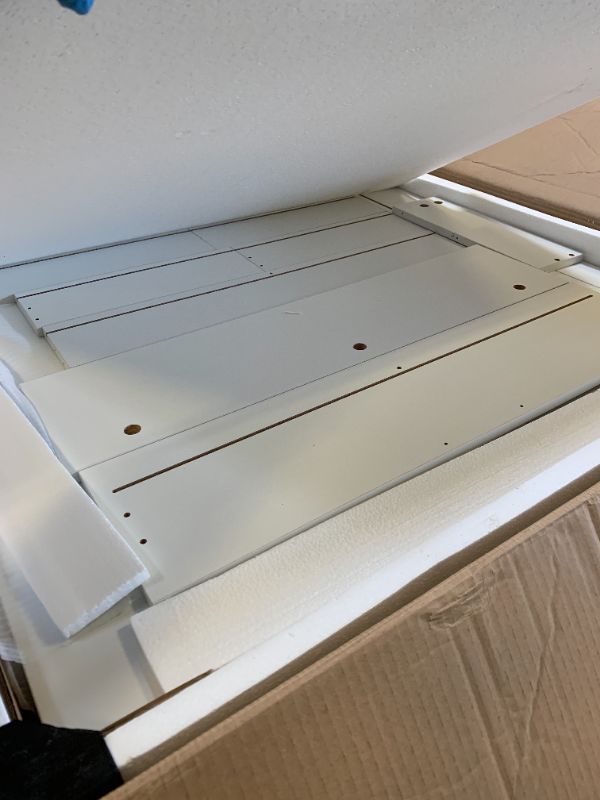 Photo 1 of DWVO 56.3" Makeup Vanity with LED Lighted Mirror, Large Vanity Desk with RGB Glass Cabinets, Open Shelving, Built-in Power Strip & Cushioned Stool