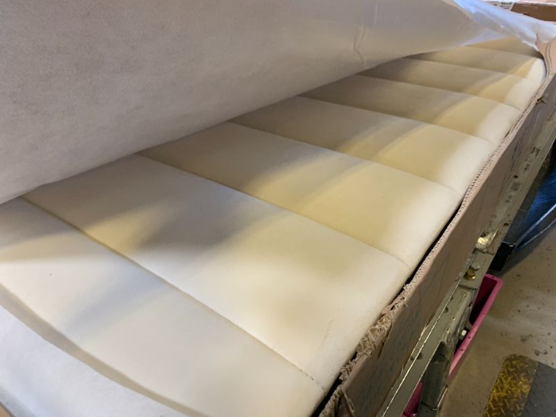 Photo 1 of MISSING PIECES-----------------SELLING FOR PARTS ONLY --------------------YUHUASHI upholstered Platform Bed Frame/Full Bed Frame/Modern Geometric Double-Wing Design headboard/Velvet Fabric/Easy to Assemble no Noise (Cream, Full)