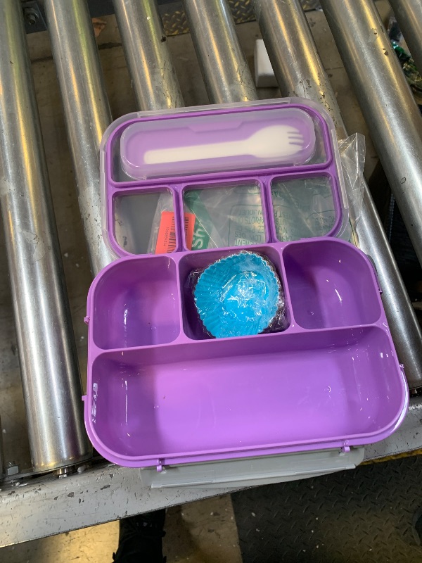 Photo 1 of Bento Lunch Box with 4 Compartments, Sauce Container, Utensils, Food Picks