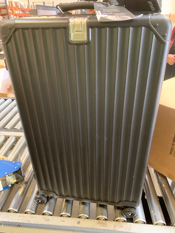 Photo 1 of ROPLUS Aluminium Frame Checked- In Luggage with Smooth Jelly Wheels, Hardside Zipperless Rolling Suitcase with TSA Lock (Pure Black, 28-Inch)