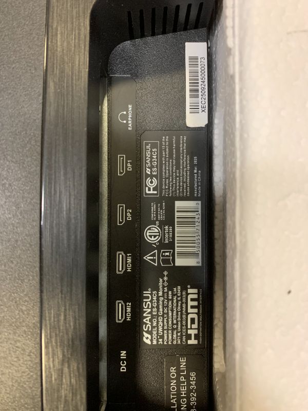 Photo 1 of SANSUI 34-Inch Curved Gaming Monitor UWQHD 3440 x 1440 Up to 165Hz Curved 1500R - PIP/PBP, 1ms(MPRT), HDR, 300nits, sRGB 125%, DCI-P3 95%,FreeSync,HDMIx2,DP1.4 x2 (DP Cable Included)