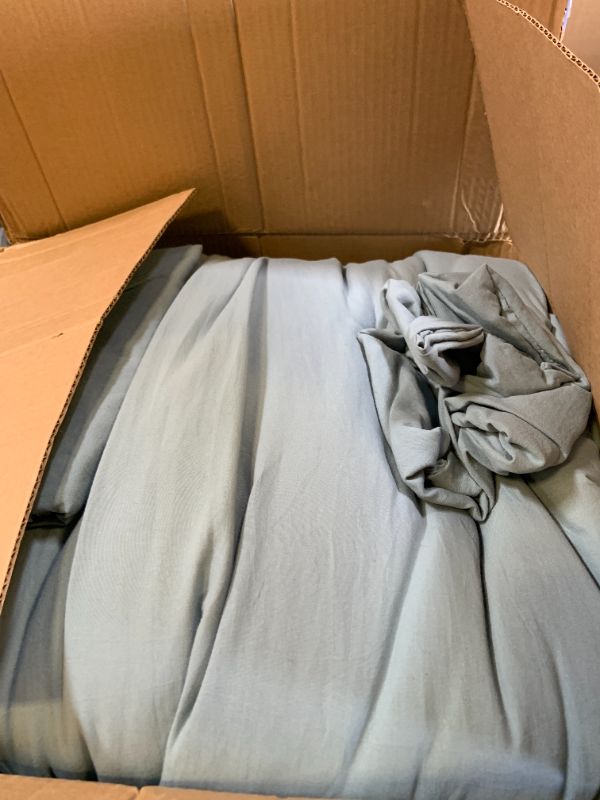 Photo 1 of Bedsure Super King Plus Comforter Set, Dusty Blue Soft Prewashed Bedding for All Seasons, 3 Pieces GentleSoft™ Bed Set, 1 Lightweight Comforter (128"x120") and 2 Pillowcases (20"x36")