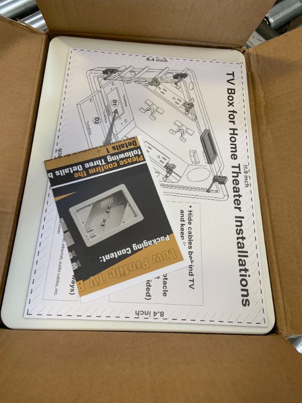 Photo 1 of in-Wall TV Box with Flange for Home Theater Installation, Cord Hider for Wall Mounted TV, with 2 Duplex Outlets, Cable Bracket, LV Cable & 1-1/2" ENT Entrance, Ideal for New or Retrofit Job, 2 Pack