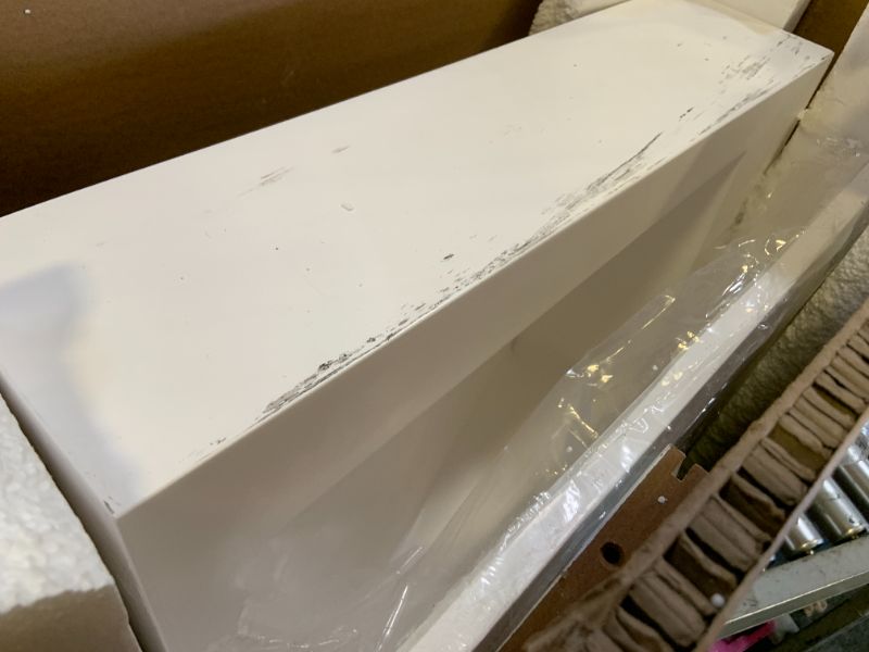 Photo 1 of GESIPOR 24"x19" Wall Mount Bathroom Vanity with LED Smart Sensor Light, Stone Resin Floating Vanity Sink Rectangular Vessel White Trough Art Basin with Shelf Layer