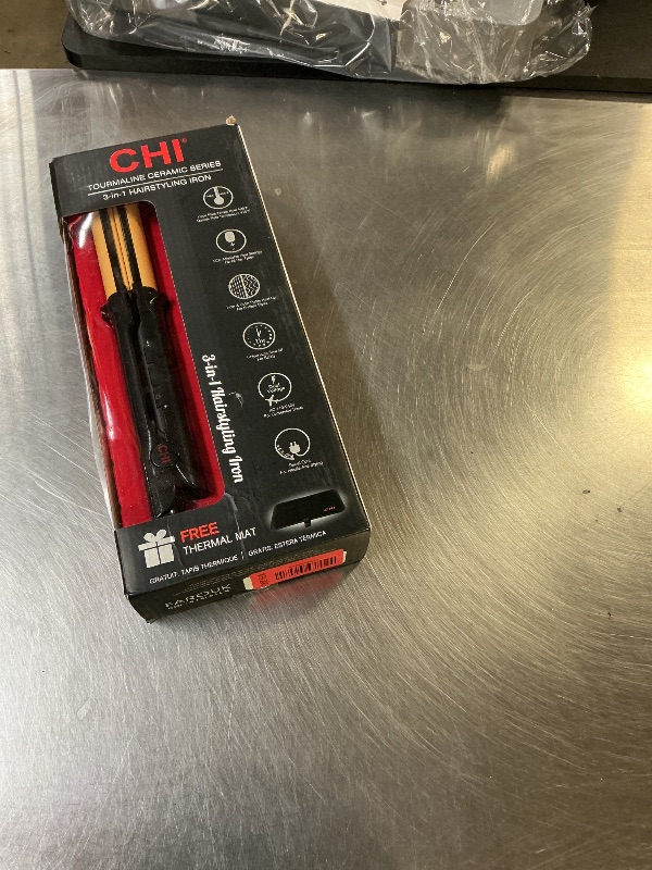 Photo 1 of CHI Tourmaline Ceramic 3-in-1 Multi Styler, Curl & Wave Styling Iron For Shiny, Frizz-Free Hair, Auto Shut-Off, 0.75" Plates, 1" Barrel, Onyx Black