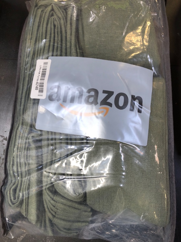 Photo 1 of 108 Inch Linen Pleated Curtains 2 Panels Set for Living Room Bedroom Farmhouse Cotton Rustic Farmhouse Back Tab Memory Trained Pinch Pleat Window Curtain Olive Green 108 Inch Length for Office 9FT