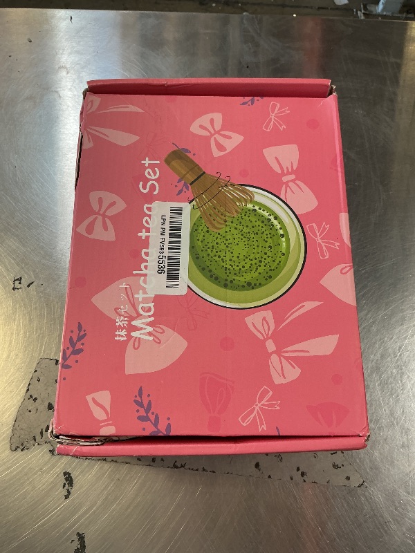 Photo 1 of DWEHIXBUY Matcha Kit 7-Pcs matcha whisk set, Measuring Spoon, Japanese Tea Making Tools,Cha, tea bowl, pink matcha set (grey)