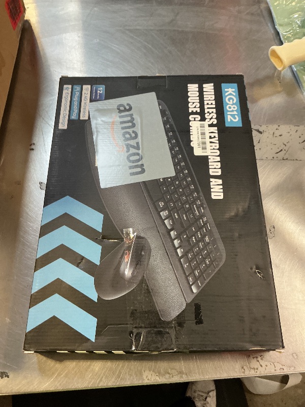 Photo 1 of Wireless Keyboard and Mouse Combo, Wave Keys Full-Sized Ergonomic Keyboard with Cushioned Plam Rest, Phone Holder, Comfortable Natural Typing, 2.4G Cordless Set for Computer, Laptop, Pc, Mac, Windows