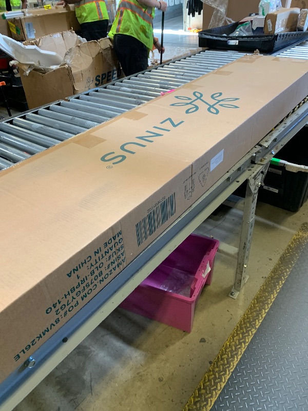 Photo 1 of ZINUS Suzanne 37 Inch Metal and Wood Platform Bed Frame / Solid Wood & Steel Construction / No Box Spring Needed / Wood Slat Support / Easy Assembly, Chestnut Brown, Queen