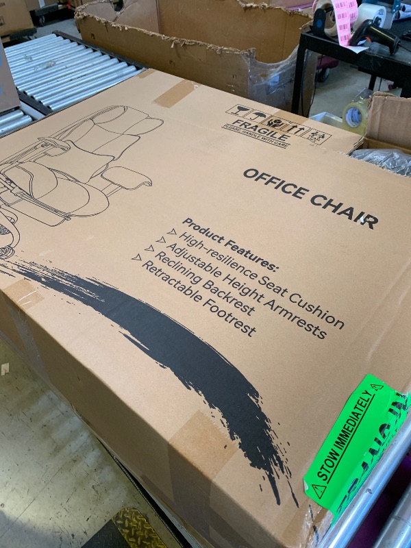 Photo 1 of office chair  high resilence seat cushion adjustable arm height reclining back seat retrackable foot rest 