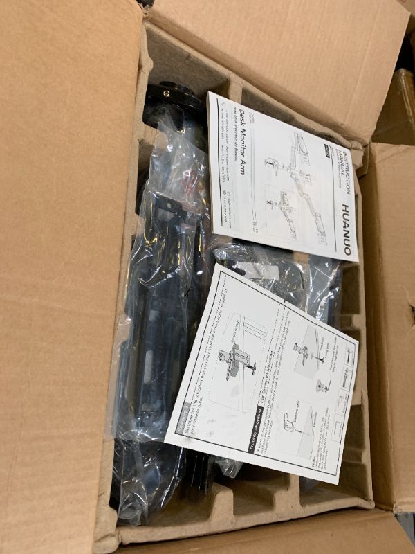 Photo 1 of HUANUO Gaming Triple Monitor Stand, Full Motion Articulating Triple Monitor Mount Fit 17 to 32 inch Flat/Curved LCD Computer Screens with Clamp, Grommet Kit, Silver