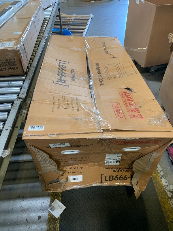 Photo 1 of WOODBRIDGE 60" Acrylic Rectangular Alcove Soaking Bathtub in White with Right Drain, Matte Black pop-up Drain Included, LB666-R