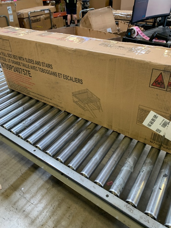 Photo 1 of Merax Full Size Loft Bed with Slide & Stairs, Low Loft Bed for Kids, Solid Wood Bed Frame with Storage Shelve, Guard Rails, Slat Support & Under-Bed Play Space, No Box Spring Needed, Noise-Free, Gray
