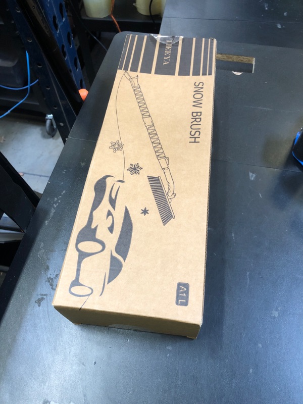 Photo 1 of HEEYA 51 Inch Snow Brush for Trucks, Extendable Long Handle Ice Scraper with Brush with Foam Grip, SUV Heavy Duty Snow Brush with Ice Scraper for Car Auto Jeep RV Vehicle Windshield Window - Blue