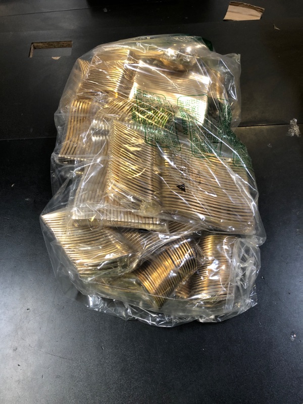 Photo 1 of bUCLA 600PCS Gold Plastic Spoons and Forks Set - Plastic Forks and Spoons Disposable - Heavy Duty Gold Silverware Set Party Supplies Include 300 Forks and 300 Spoons for Party&Wedding