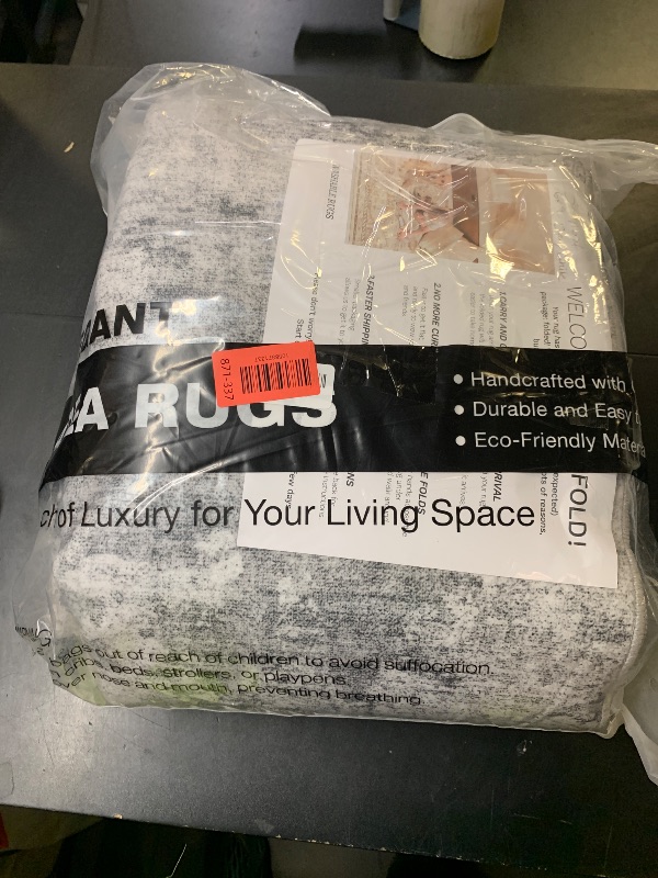 Photo 1 of Soalmost 6x9 Abstract Area Rugs for Living Room 6 x 9 Washable Non Slip Low Pile Gray Rugs for Bedroom Dining Room Foldable Thin Gray White