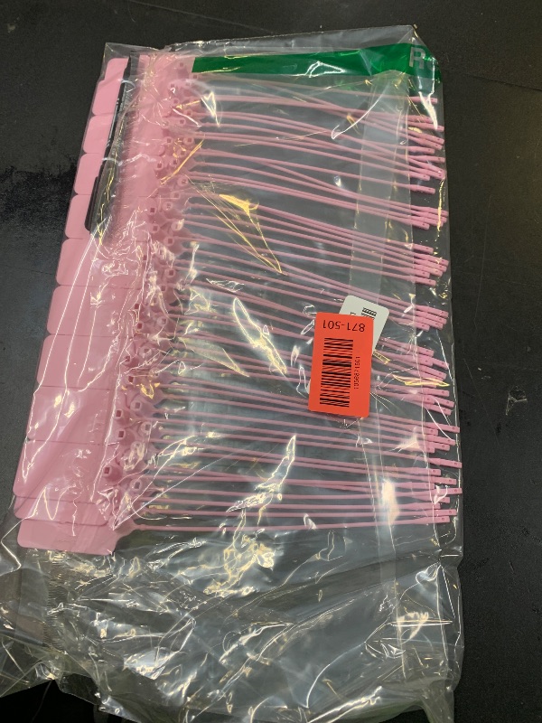Photo 1 of 100 Pink Blank Plastic Tags for Labeling Waterproof Hanging Labels Writable Tags Seal Plastic Marking Label for Clothes Bags Keys Inventory with One Marker Pen