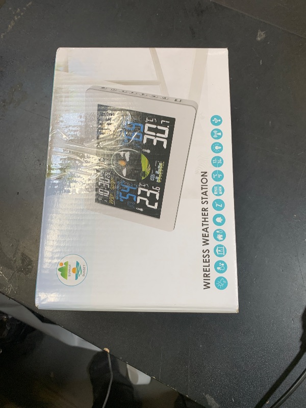 Photo 1 of **SELLING FOR PARTS**Brataste Weather Station Wireless Indoor Outdoor, Digital Thermometer, 7.5'' VA Display Home Weather Stations, Accurate Temperature Humidity Gauge with Weather Forecast, Atomic Clock,White