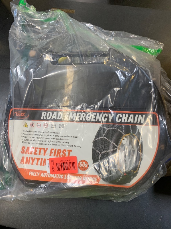 Photo 1 of DEDC Snow Chains for SUV Tire Chains Compatible with Tesla MODEL Y Car 1 Min Quick Fit Chainsaw Reusable Universal Emergency Traction Chain Tire Width 215 225 235 245 255 275 - Set of 2 MS1520