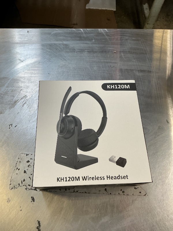 Photo 1 of (2025 Upgraded) Wireless Headset with Mic for Work, Bluetooth Headset with Noise Canceling Microphone with Dongle, Charging Base & Mic Mute, Wireless Headphones for Work from Home/PC/Computer