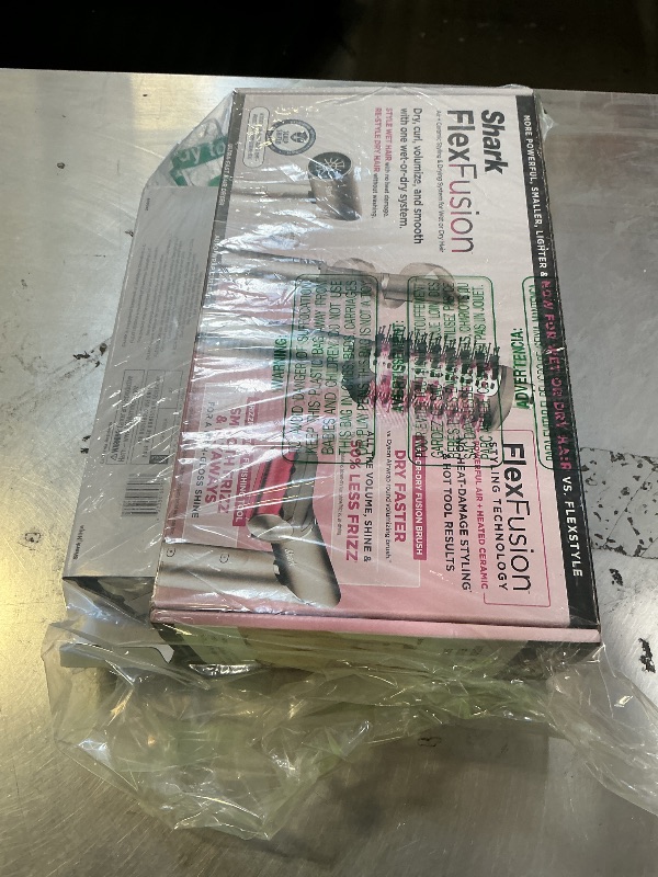 Photo 1 of Shark Flex Fusion Hair Straightener & Powerful Hair Dryer with Fusion Hair Brush, Air Styler with Auto-Wrap Hair Curlers, Concentrator, & Frizz Fighter, Metallic Mist, HD651S