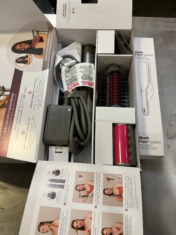 Photo 1 of Shark Flex Fusion Hair Straightener & Powerful Hair Dryer with Fusion Hair Brush, Air Styler with Auto-Wrap Hair Curlers, Concentrator, & Frizz Fighter, Metallic Mist, HD651S