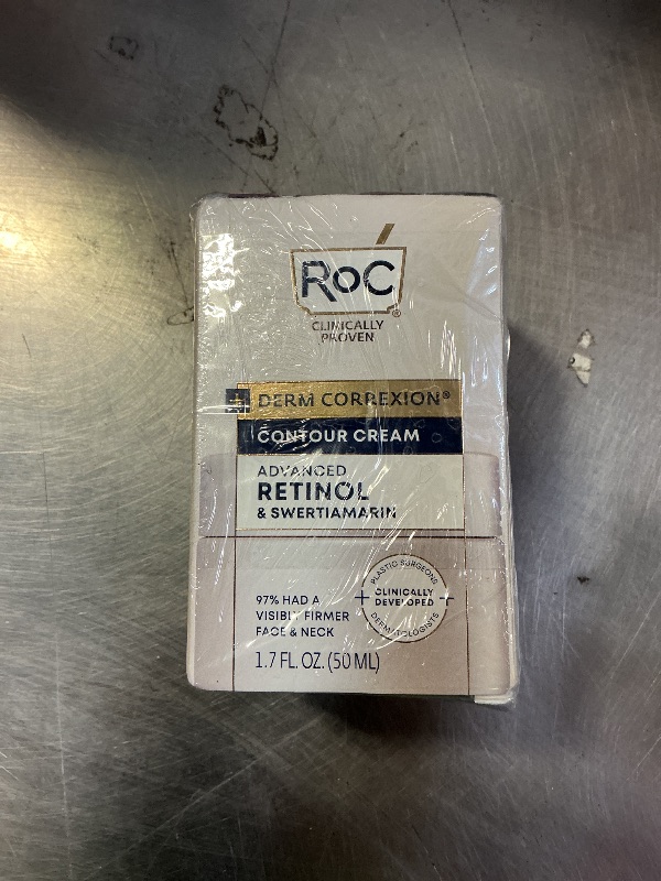Photo 1 of **USED** RoC Derm Correxion Neck Cream with Hyaluronic Acid + Advanced Retinol to visibly Tighten & Lift Horizontal Neck Lines, Facial Moisturizer to Contour Face (1.7 oz) with RoC Retinol Eye Packette