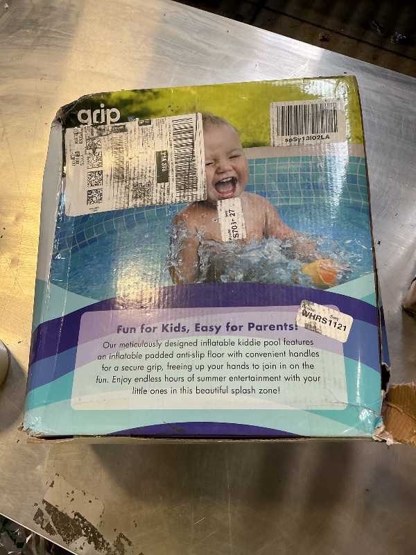 Photo 1 of Inflatable Round Swimming Pool with Blow Up Padded Floor, Cup Holder, Handles and Drain - 60"x22" Deep Round Large Kiddie Pool Perfect for Adults and Kids Ages 4 5 6 7 8+