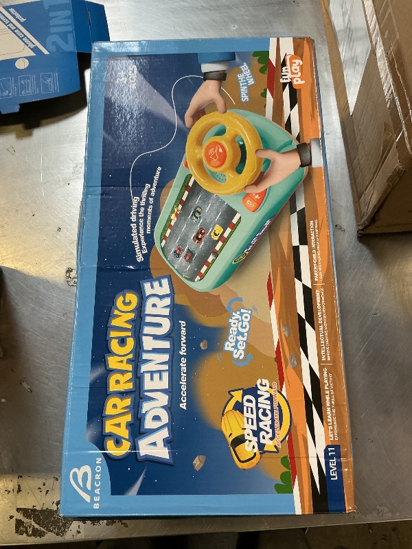 Photo 1 of **PARTIALLY DAMAGED** Beacron Musical Steering Wheel Toys for Boys 4-6: Toddler Simulated Driving Racing Car Game with Sound Ages 3+ Year Old, Interactive Educational Learning Race Truck for Kids Girls Birthday Gifts