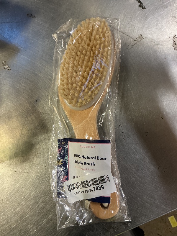 Photo 1 of 100% Natural Boar Bristle Body Brush with Contoured Wooden Handle by TOUCH ME