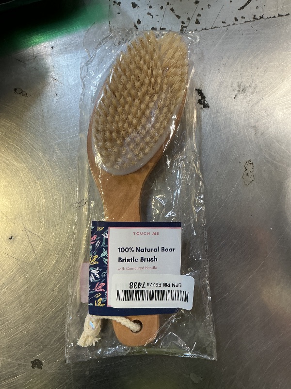 Photo 1 of 100% Natural Boar Bristle Body Brush with Contoured Wooden Handle by TOUCH ME