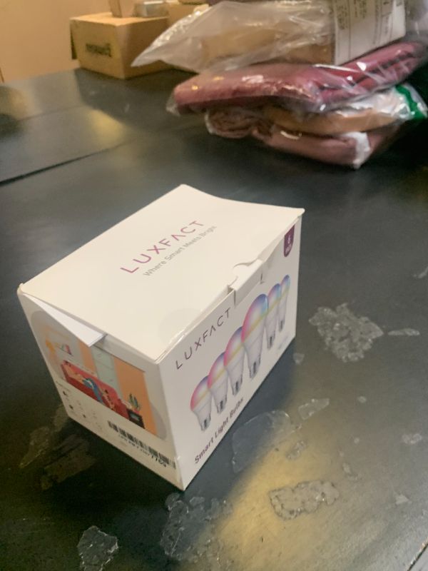 Photo 1 of LUXFACT Alexa Light Bulbs 130W Equivalent 6 Pack, Smart Light Bulbs RGBCW Color Changing, A19 E26 Bluetooth Light Bulb Directly Compatible with Alexa/Smart Life, No WiFi Required, 11W 1300LM