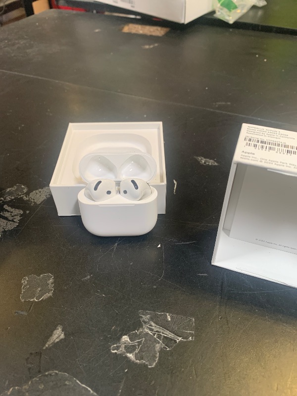 Photo 1 of Apple AirPods 4 Wireless Earbuds, Bluetooth Headphones, Personalized Spatial Audio, Sweat and Water Resistant, USB-C Charging Case, H2 Chip, Up to 30 Hours of Battery Life, Effortless Setup for iPhone