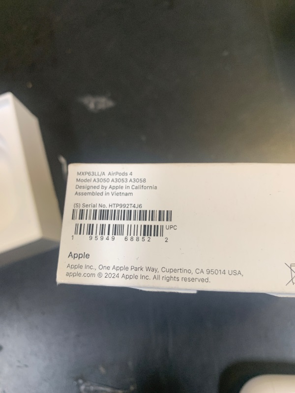 Photo 1 of Apple AirPods 4 Wireless Earbuds, Bluetooth Headphones, Personalized Spatial Audio, Sweat and Water Resistant, USB-C Charging Case, H2 Chip, Up to 30 Hours of Battery Life, Effortless Setup for iPhone